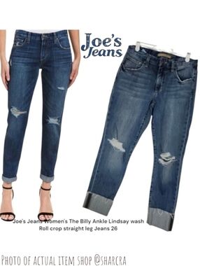 Joe's Jeans Women's The Billy Ankle Lindsay wash Roll crop straight leg Jeans 26
